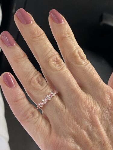 Bracelet de mariage demi-éternité diamant cultivé en laboratoire alterné rose et blanc 1 ct 14 carats - Photo 8 sur 8