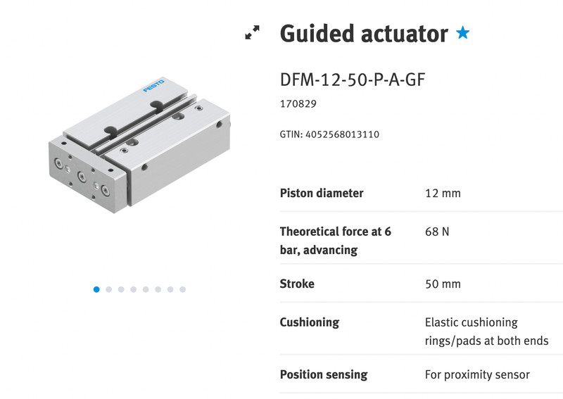 Festo Guided Pneumatic Actuator | DFM-12-50-P-A-GF | 170829