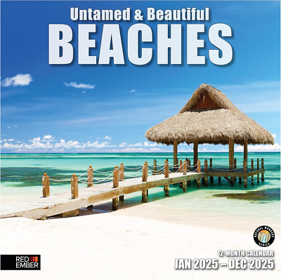 Untamed & Beautiful Beaches 2025 Wall Calendar 12 Month | 12'' X 24'' Open | Thick