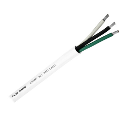 Pacer Round 3 Conductor Cable - 100' - 14/3 AWG - Black, Green  ; White