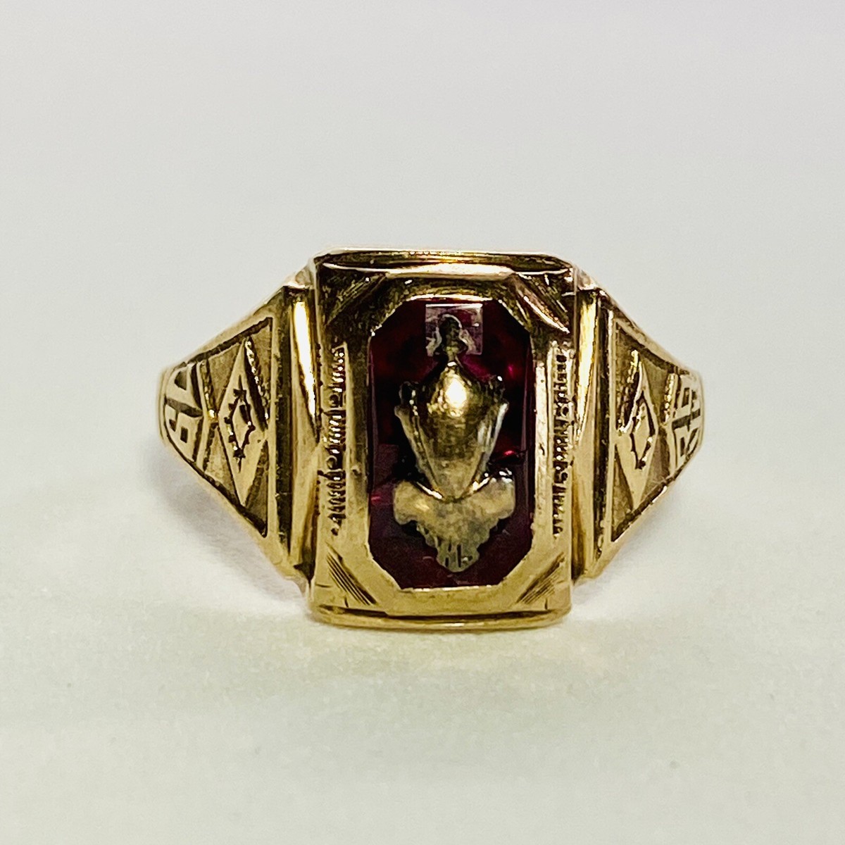 アクセサリー 30s vintage college ring 10k gold 14 10K Solid Gold Yellow Herff Jones H.J. High School Class