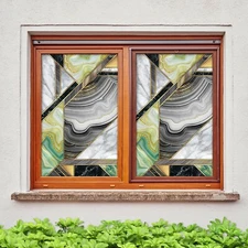 3D Grey Waves A932 Window Film Print Sticker Cling Stained Glass UV Zoe