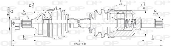 Cardan de transmission gauche renforcé pour Citroën Xsara et Picasso 1.8 16V