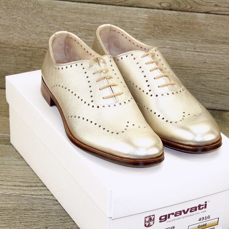 * NEW * $645 GRAVATI Neiman Marcus Women's 7.5 M Metallic Leather 4916 * Trees