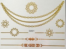 Once Temporary Flash Tattoo Classic Gold 8 Pieces Bracelet Necklace Body G1 WOW