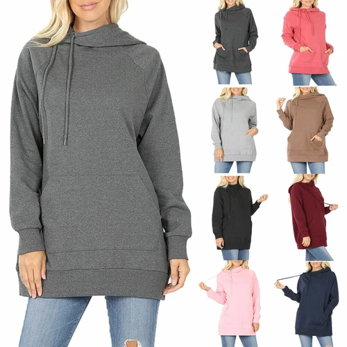 Womens Basic Side Tie Sweatshirt Pullover Hoodie Sweater