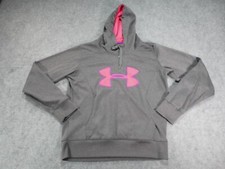Under Armour Hoodie Womens Medium Storm Coldgear Semi-Fitted Gray Pink Athletic