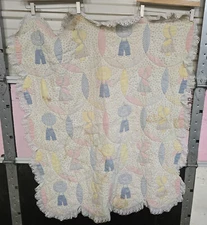 Vintage Sunbonnet Sue/Overall Sam Homemade Baby Blanket Quilt 50" x 44"