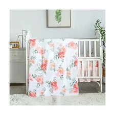 La Premura Watercolor Floral Crib Bedding Set for Girls, 3 Piece Standard Siz...