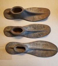 Lot 3 Vintage Antique Cast Iron Metal Shoe Cobbler Mold Form 4 Adams