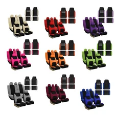 Car Light&Breezy Flat Cloth Seat Covers Full w/ Carpet Floor Mats Colored Trim