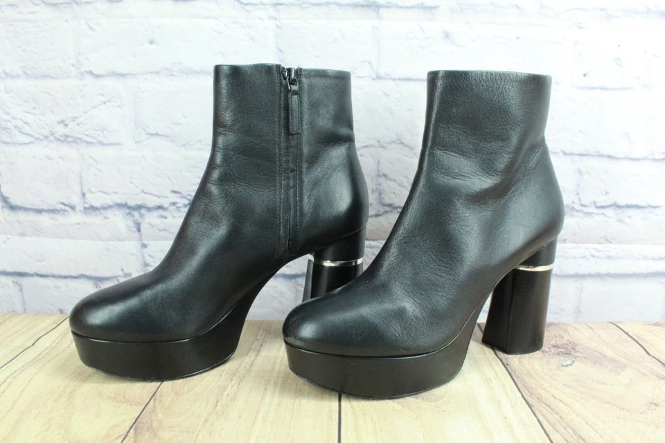 3.1 Phillip Lim Women's Ziggy Ankle Zip Platform Boots Leather Black Size 9 - Image 2 of 4