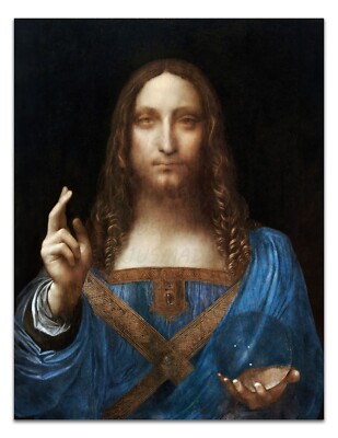 Leonardo da Vinci's SALVATOR MUNDI (Borderless) Vintage 1500s Painting Art Print