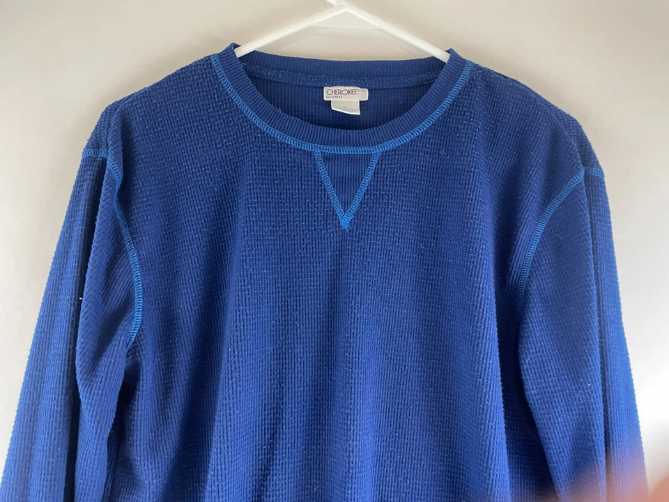 Camisa Cherokee para hombre talla XL azul liso resistente al fuego ropa de dormir manga larga Foto 3 de 4