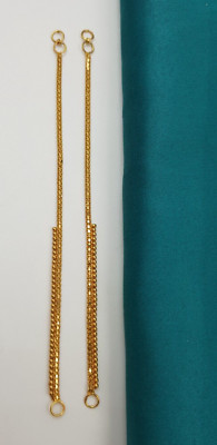 Real Yellow Gold 22K Ear Chain Plain Women Wedding Gifts Ear Chain Gold Hallmark