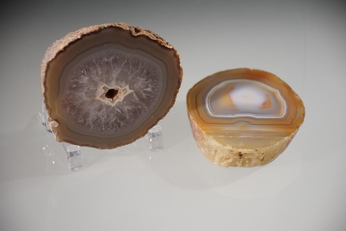 Erdton Achat Geode Scheibe Paar Quarz poliert einseitige Untersetzer? "3,25" - Bild 3 von 3