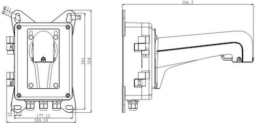 Soporte de montaje en pared con caja de conexiones DS-1602ZJ-BOX para cámara CCTV PTZ - Imagen 2 de 2