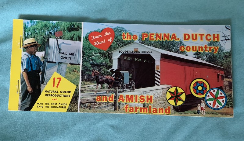 Vintage Pennsylvania Dutch Country and Amish Farmland Postcard book 