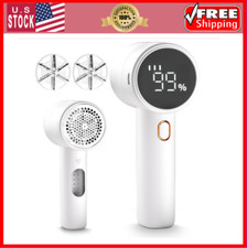 Fabric Shaver - Rechargeable Lint Remover with 3 Speeds, 6 Blades, LED Display