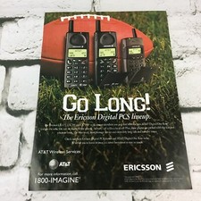 VTG 1999 Print Ad Ericsson Digital Cell Phones AT&T Football Advertising Art