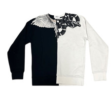 MARCELO BURLON BOY 10 WINGS SNAKE Black White Color block Sweatshirt Italy NWOT