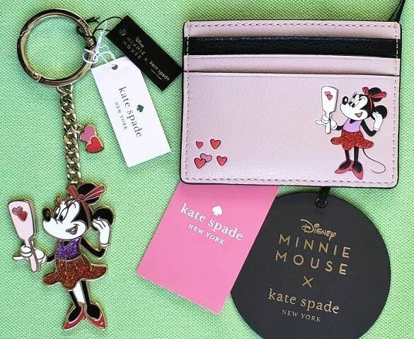 sale!kate spade new yorkーディズニーコラボminnie key fobs KATE SPADE MINNIE MOUSE SLIM CARDHOLDER or KEY FOB RING:NWT