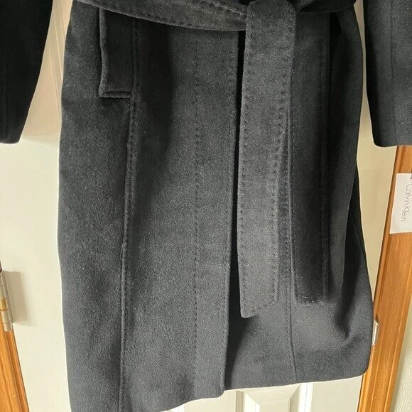 Calvin Klein Coat Long Sleeve Black Long Angora Wool Blend New Size 8 - Image 2 of 4