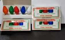 4 Pks Vintage Christmas C-7 1/2 Candelabra Candle Lamp Base Bulbs Colored