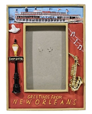 3D Greetings From New Orleans 5''x3'' Picture Frame Natchez Bourbon St Sax La