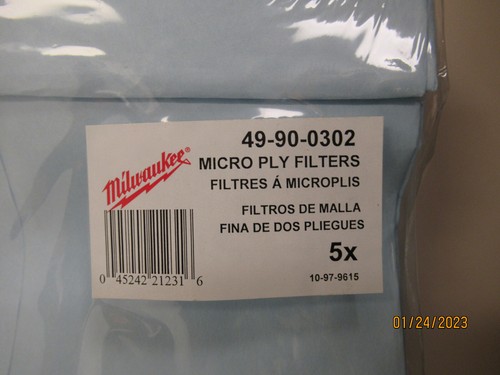 Milwaukee 49-90-0302 Micro-Ply Disposable Fiber Paper Filter Bags, 5-Pack - Picture 2 of 2