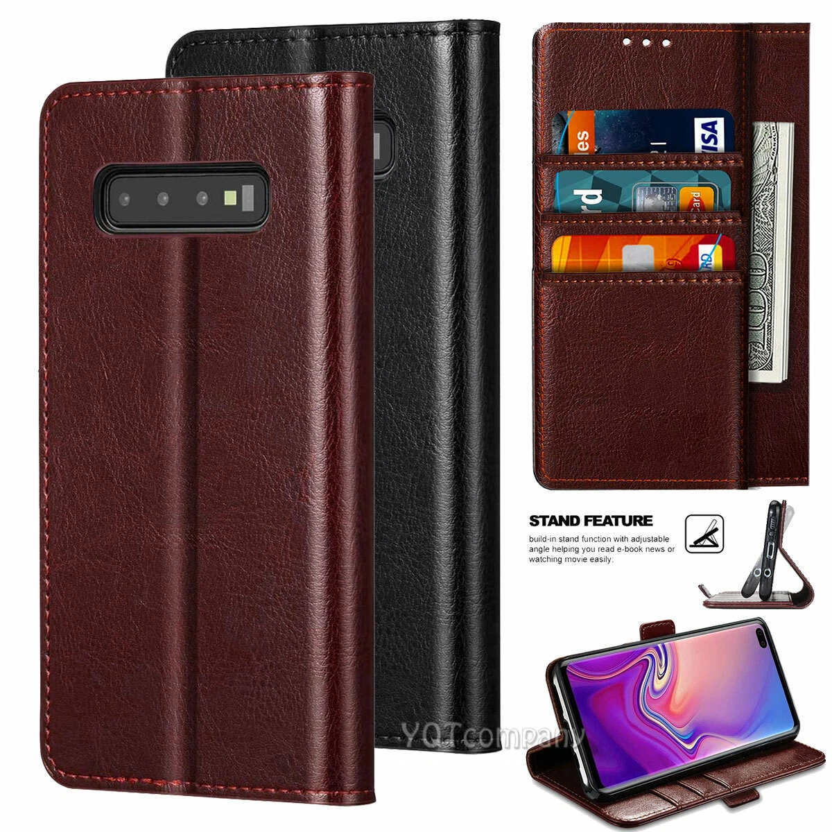 Custodia Galaxy S10 Plus Portafoglio: Cover Premium Con Vetro Temperato E Slot Carte - 3