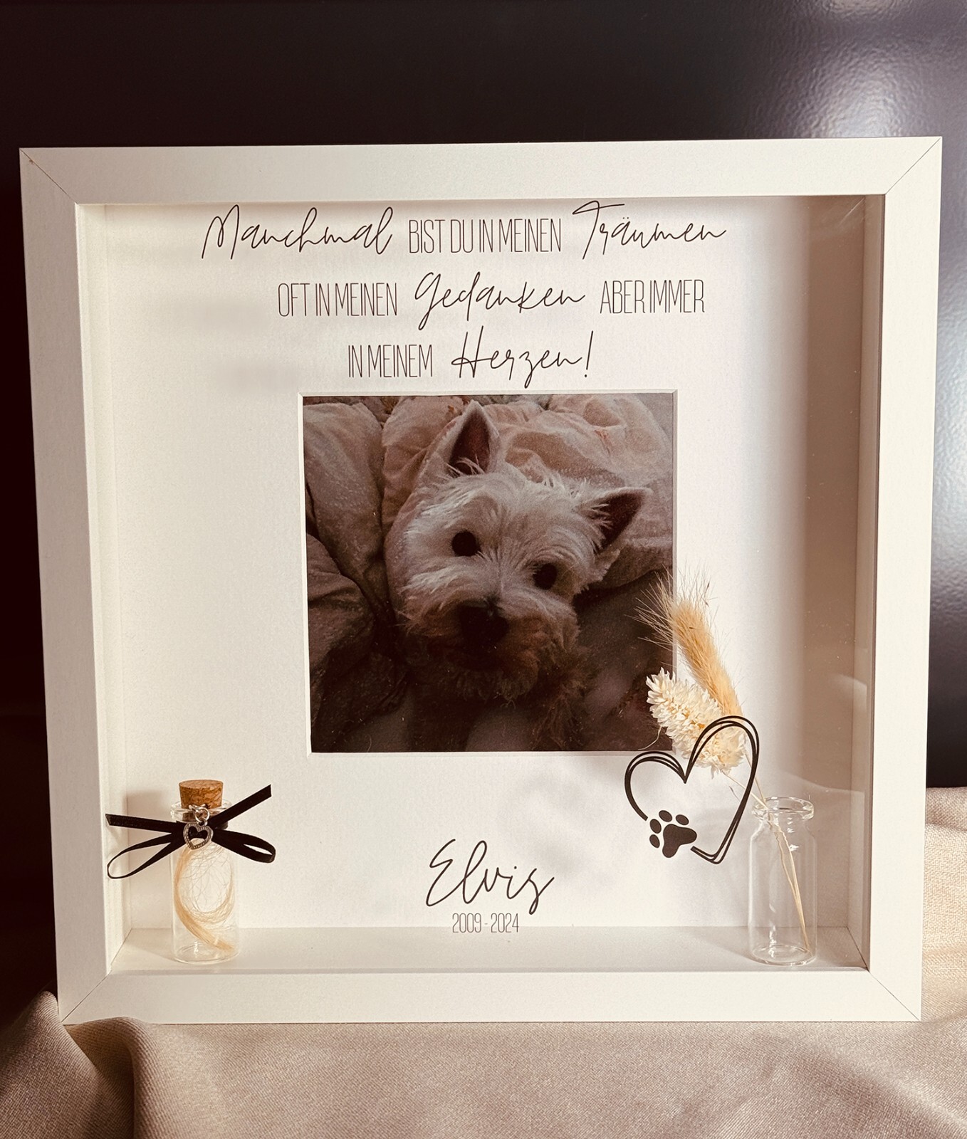Bilderrahmen Trauer, Hund, Erinnerung, Andenken, Trost, personalisiert