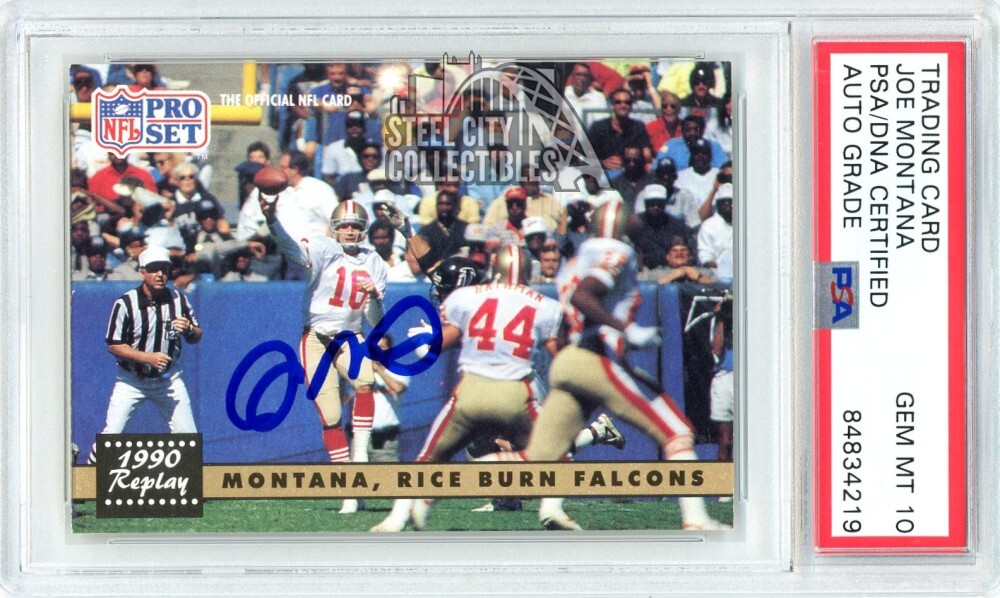 Joe Montana 1991 Pro Set Replay Autograph Card #329 PSA/DNA 10