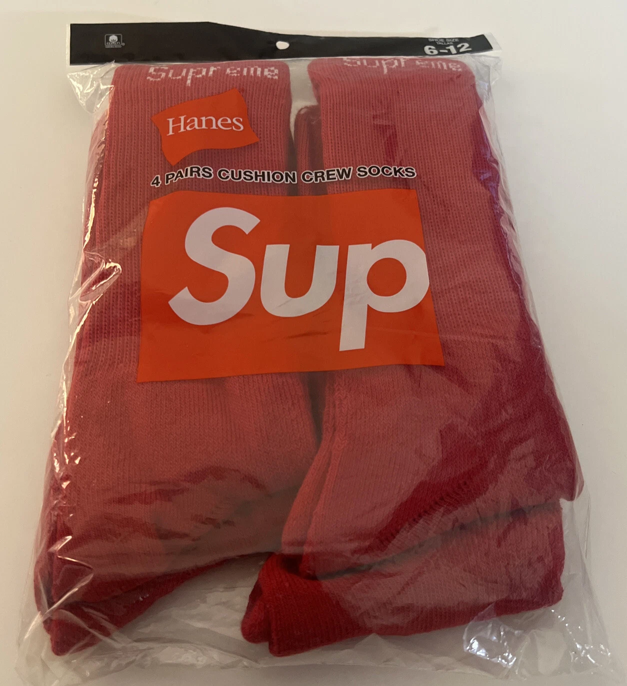 SUPREME/HANES (CHAUSSETTES ROUGES (FW23) (100% AUTHENTIQUES) (NEUF) (LOT COMPLET DE 4)