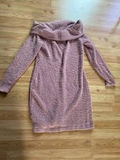 Medium M Pink Mauve Sweaterdress tunic Cold off the Shoulder Pullover