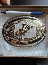 Crumrine Huge Solid Two Toned Western Trophy Bull Rider Belt Buckle