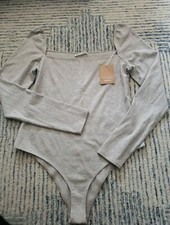 Reformation Jeans GAIA Ribbed Stretch Bodysuit Marble Sz 1X. 68