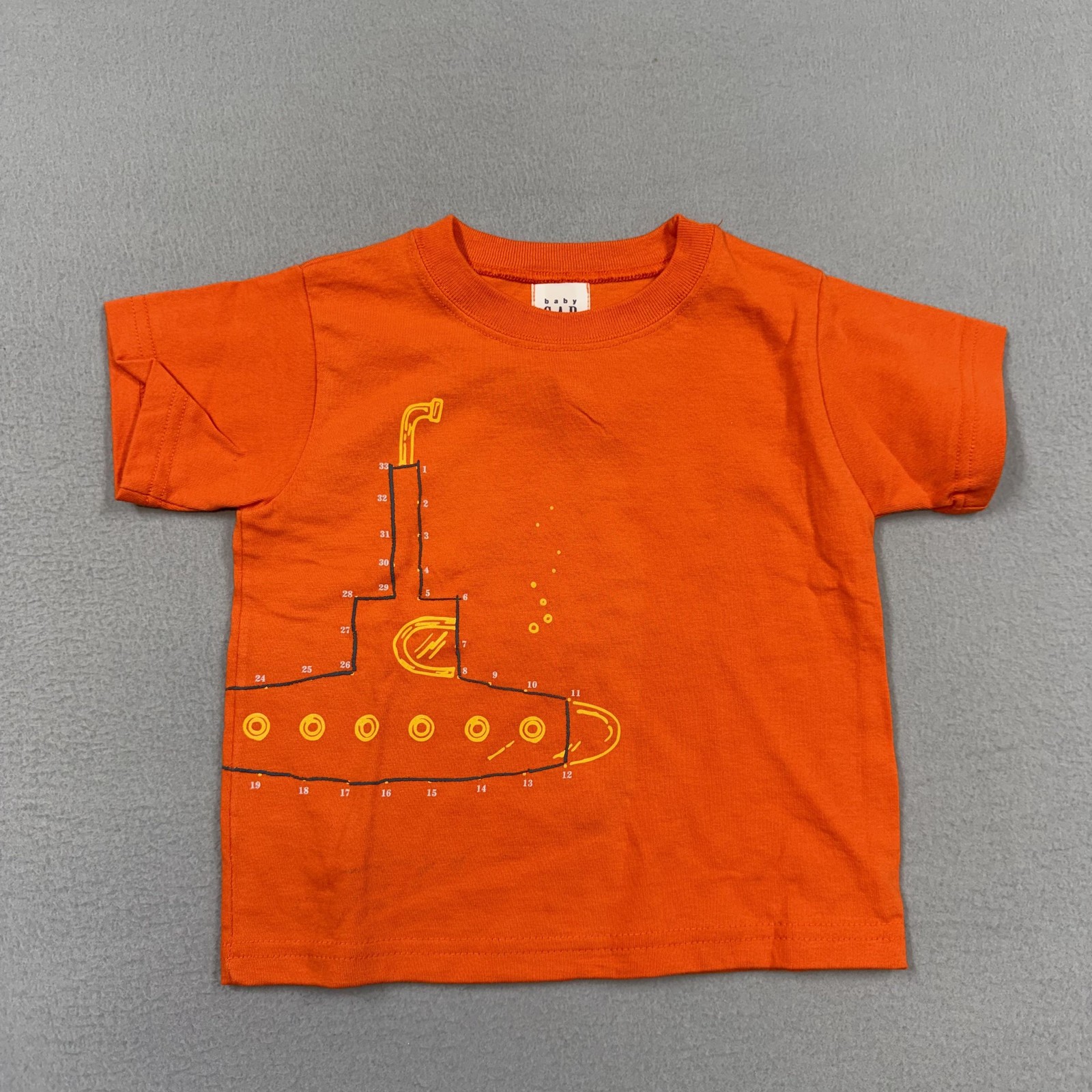 Vintage Baby Gap Shirt Boys 9-12 Months Orange Submarine Nautical Toddler USA