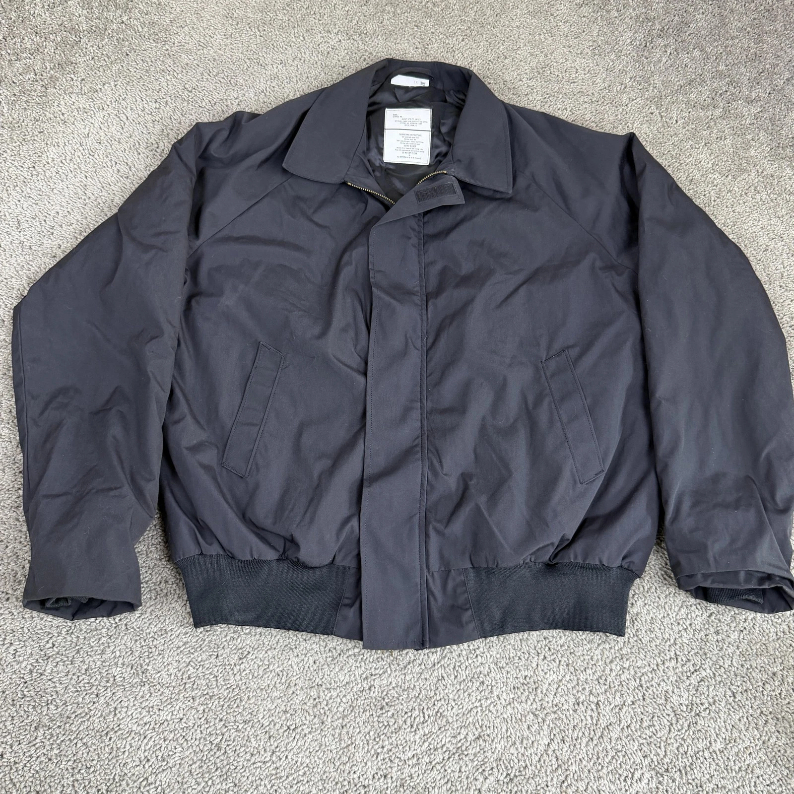 Vintage Unicor Jacket Mens Large Long Black Utility Bomber Insulated Workwear