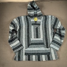 Iguana Jack Mexican Baja Poncho Hoodie Mens L Surfer Skater Pullover