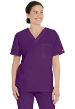 Dickies Scrubs 83706 V Neck Unisex Scrub Top Dickies EDS Eggplant