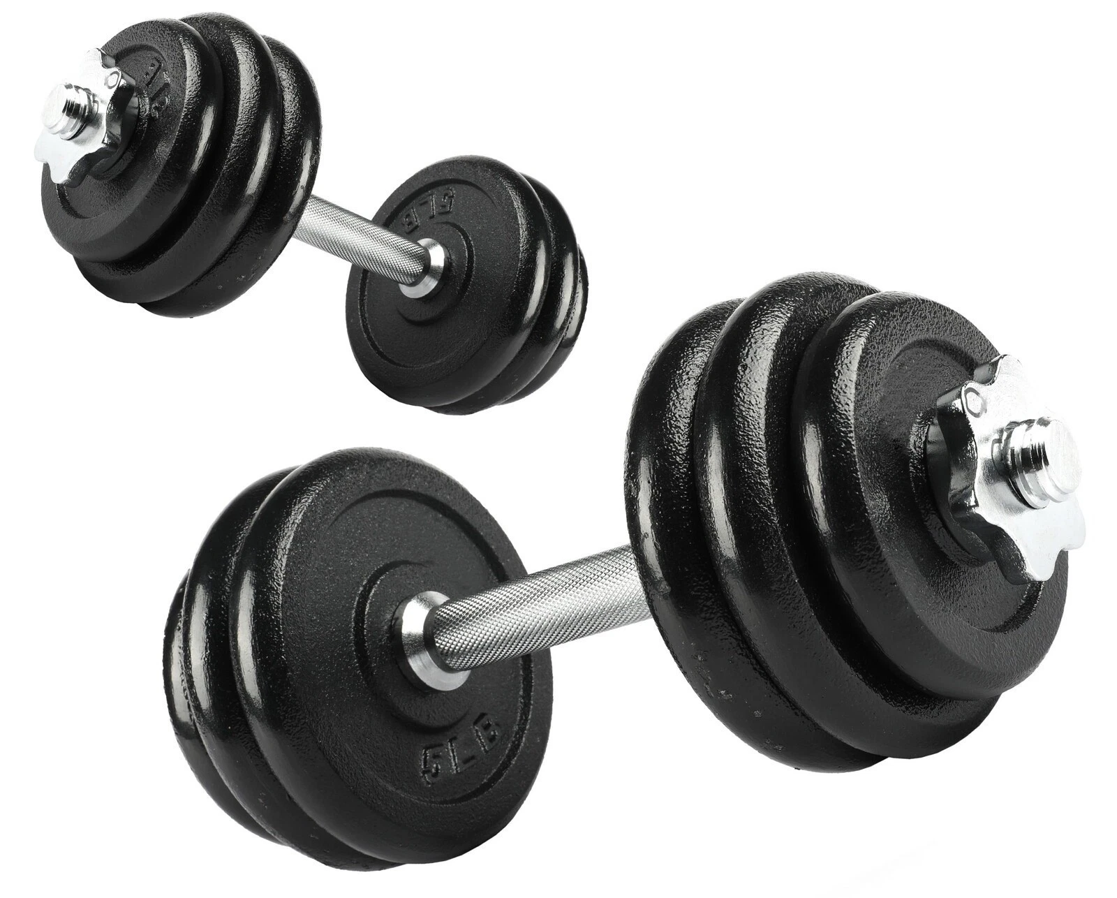 40lb Adjustable Dumbbell Set Weightlifting and Strength Training Chrome & Black