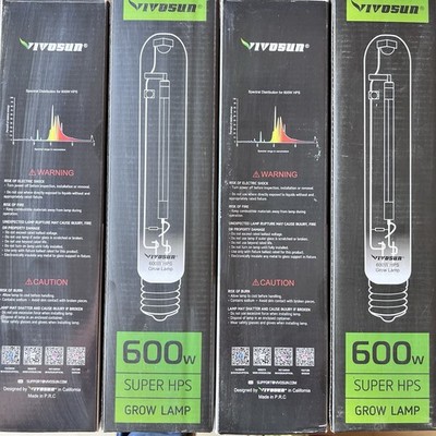 Lot of 4 VIVOSUN 600W Super HPS Grow Lights E39 Mogul Base High Yield Flowering