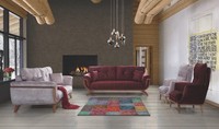 Bunte Sofagarnitur Lila Sofa Couch Sitz Polster Garnitur 4Tlg. Set 3311