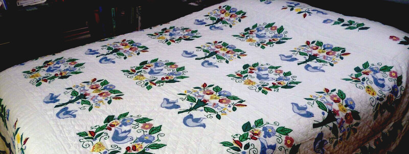 NEW Handmade Spring Songbirds Garden Patterns Quilt 87" x 67"