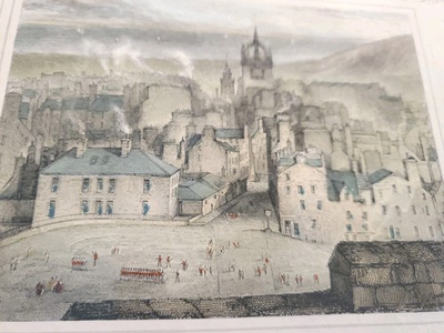 #ad Antique Framed Castle Engraving by Lizars Edinburgh Kings Bastion Ewbank 16quot; $185.00