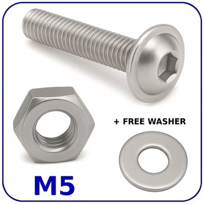 ROB'S FASTENERS Flange Machine Screws M5 Nuts Washers Bolts Socket Head Flanged Allen Zinc