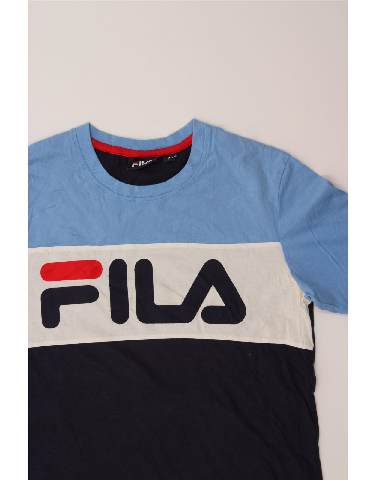 T shirt uomo FILA grafica top media blu navy colorblock cotone CX26