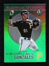 2021 Bowman Platinum Platinum Etchings Green 47/99 Nick Gonzales #PET-7 9hx