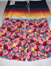 Goodfellow or Kirby swim trunks Navy/Red/Mint board short or KIRBY PRINT w/elast